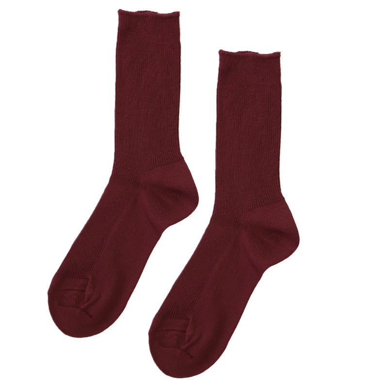 レディース クルーソックス 16-18cm/19-21cm/22-24cm 靴下 女性 無地 リブ (在庫限り)