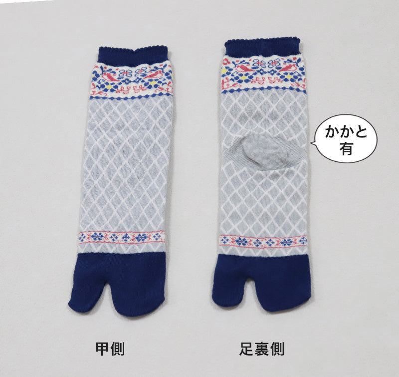 アウトレット レディース 足袋ソックス ショート丈 6足組 22-25cm 綿混 足袋 タビ 足袋靴下 足袋型靴下 くつ下 くつした 日本製 柄 欧風 キャンプ (在庫限り)