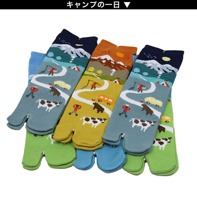 アウトレット レディース 足袋ソックス ショート丈 6足組 22-25cm 綿混 足袋 タビ 足袋靴下 足袋型靴下 くつ下 くつした 日本製 柄 欧風 キャンプ (在庫限り)