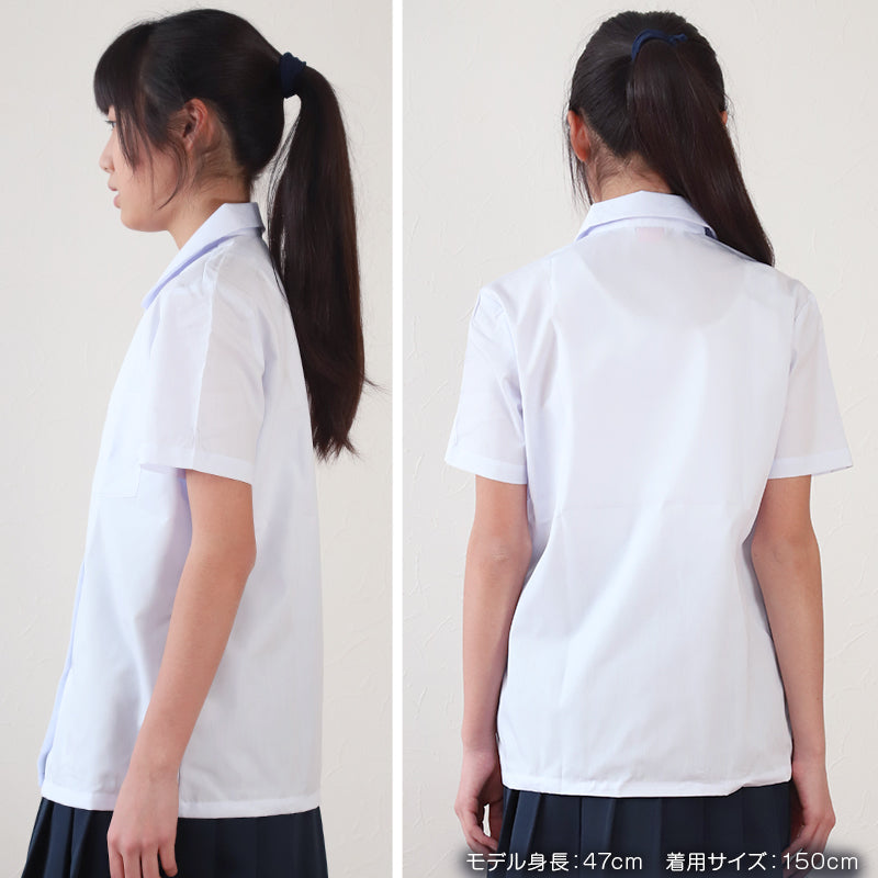 学生服 形態安定 女子 丸衿半袖ブラウス 110cmA~175cmA (小学生 制服 小学校 スクールシャツ) (取寄せ)