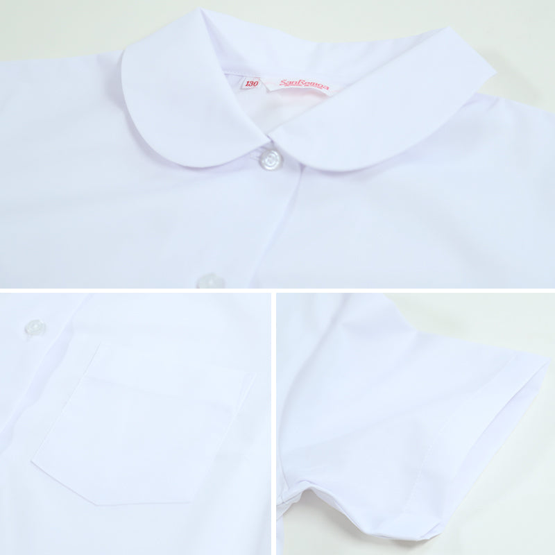 女子ベタ衿 半袖ブラウス 120cmA~160cmA (小学生 制服 小学校 スクールシャツ) (取寄せ)