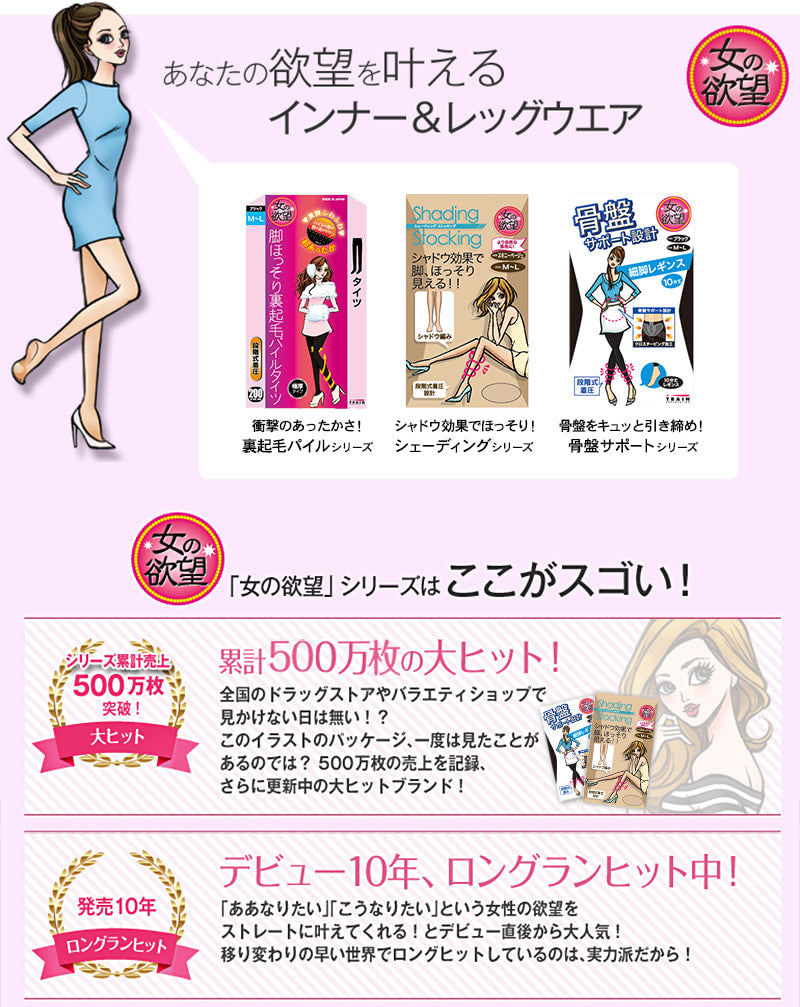 女の欲望 レディース 着圧タイツ 骨盤サポート 80デニール M-L・L-LL (女性 婦人 美脚 ブラック シェイプアップ) (在庫限り)