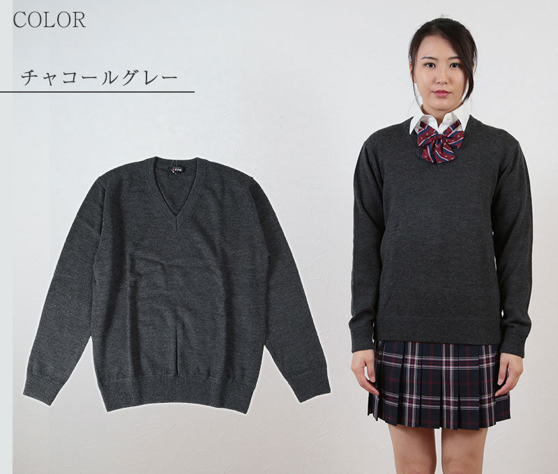 スクールセーター ウール混 女子 ニット セーター スクール S~4L (スクールニット 男子 レディース 学生 制服 中学生 高校生) (送料無料) (取寄せ)