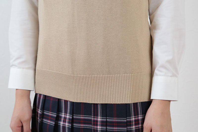 スクールベスト 綿混 女子 ベスト ニット スクール 130cm~4L (ニットベスト スクールニット 男子 レディース 学生 制服 中学生 高校生) (取寄せ)