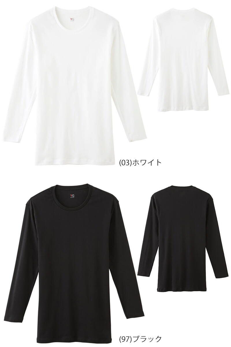 グンゼ インナー メンズ 長袖 綿100% tシャツ クルーネック YG ワイジー M~LL 下着 肌着 丸首 男性 紳士 インナーウェアー 無地 ロンT 抗菌 防臭 M L LL