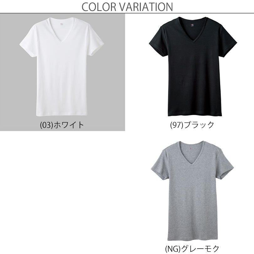グンゼ YG メンズ 綿100% インナー シャツ 半袖 Vネック Tシャツ M~3L 下着 肌着 GUNZE 大きいサイズ 3L 男性 紳士 インナーシャツ 抗菌 防臭 M L LL 白 黒 グレー V首