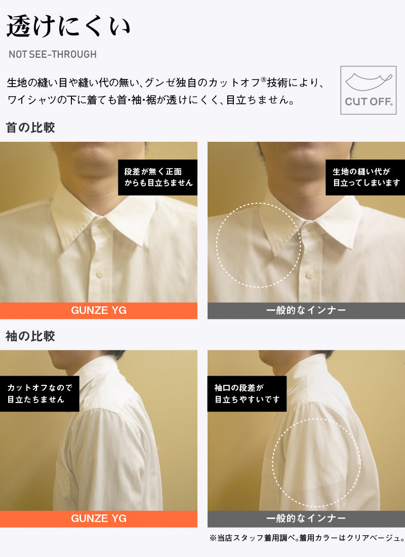 グンゼ YG インナーシャツ メンズ カットソー V首9分袖シャツ 長袖 V首 M~LL (GUNZE YG ワイジー CUTOFF 男性 紳士 肌着 防寒 インナー インナーウェアー インナーシャツ 吸湿発熱 M L LL) (在庫限り)