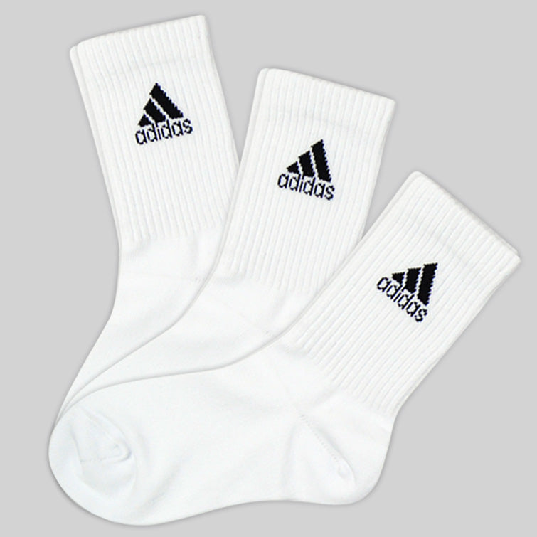 福助 adidas ジャストクルー丈ソックス 3足組 (19-21cm~23-25cm) (ふくすけ フクスケ アディダス) 【在庫限り】