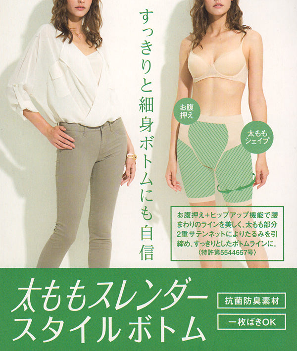 アツギ NUDEMake スキニーパンツ対応 ロングボトム M~LL (ATSUGI ヌードメイク 婦人 レディース ショーツ ボトム ガードル 太ももスレンダー 1枚ばき) 【在庫限り】