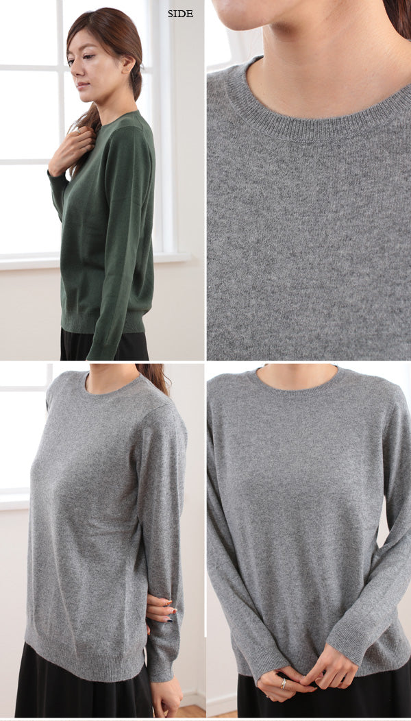 カシミヤ100% 丸首 セーター レディース M~3L (カシミア カシミヤ100 ニット カシミア100% プルオーバー 無地 薄手 アルカディアルカ) (送料無料) (在庫限り)