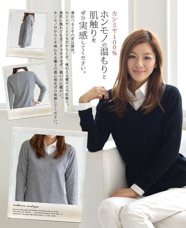 アルカディアルカ レディース 長袖 Vネックセーター M~3L (カシミア カシミア100% vネック Vネック きれいめ オフィス カジュアル スクール トップス 大きいサイズ プルオーバー 秋冬) (送料無料) (在庫限り)