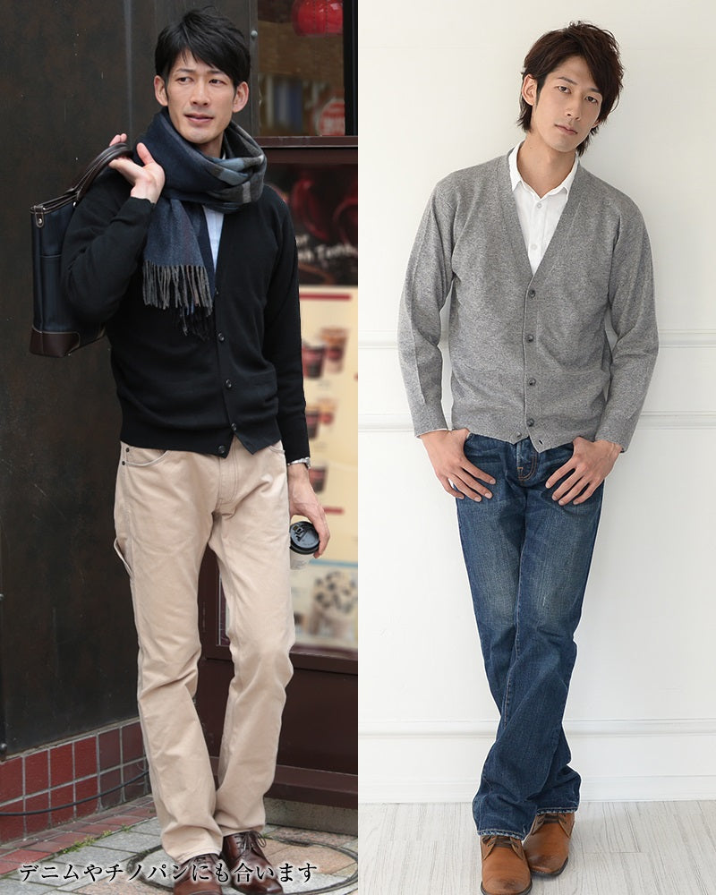 カシミヤ100% Vネック カーディガン メンズ M~5L (カシミヤ カシミア セーター 男 ニット vネック V首 カシミヤ100 カシミア100% 無地 防寒 大きいサイズ ギフト プレゼント arcadiarca) (送料無料) 【在庫限り】