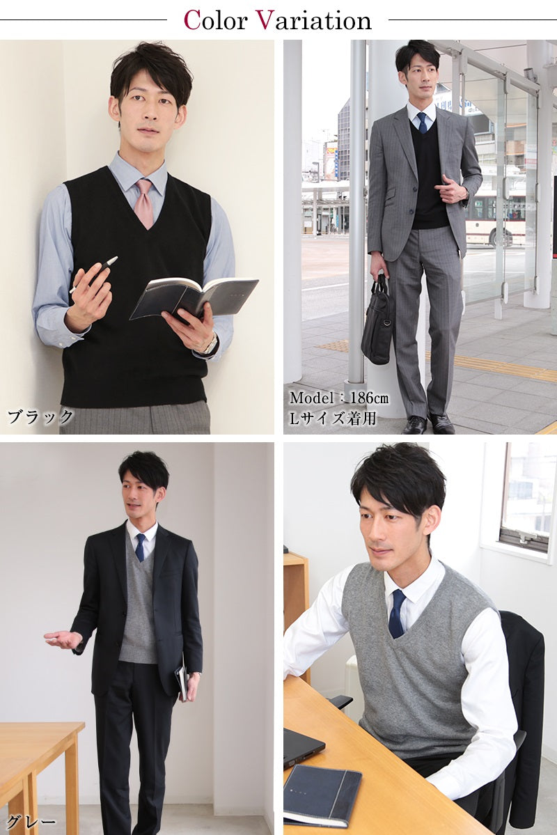 カシミヤ100% Vネックベスト メンズ M~5L (カシミヤ カシミア セーター 男 ニット ベスト カシミヤ100 カシミア100% 無地 防寒 大きいサイズ ギフト プレゼント arcadiarca) (送料無料) 【在庫限り】