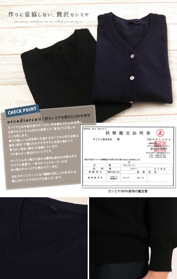 カシミヤ100% 子供 Vネックセーター 130~160cm (カシミヤ セーター スクール ニット カシミア キッズ 子供服 子ども服 男の子 女の子 カシミヤ100 防寒 arcadiarca) (送料無料) 【在庫限り】