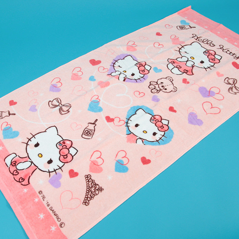 ハローキティ ビーチタオル 約50×100cm (キティ キティちゃん ハローキティーサンリオ プールタオル バスタオル タオルケット お昼寝) 【在庫限り】