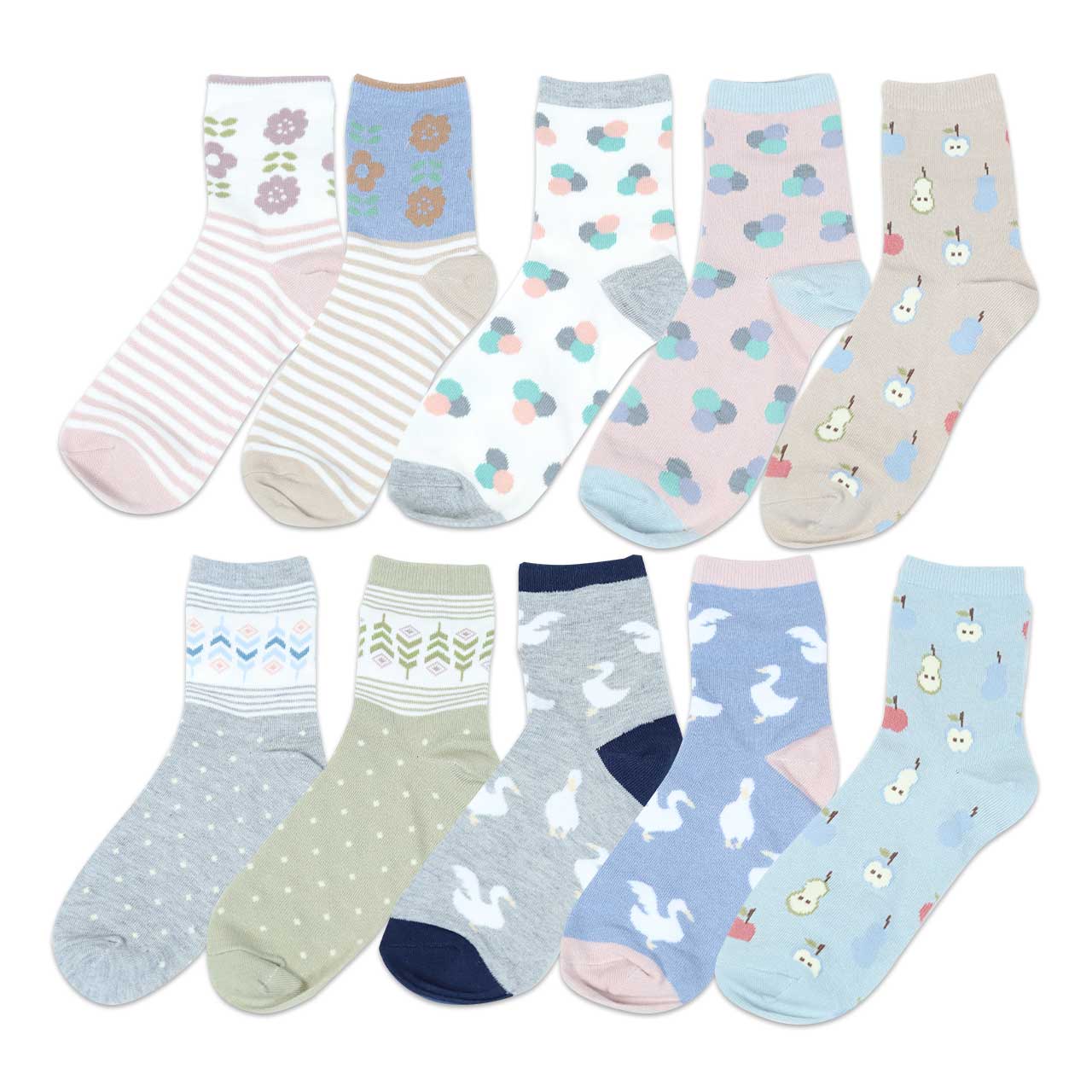 【 お得 】 婦人綿混 ショートソックス 10足組 22-24cm (レディース ショート丈 綿混 靴下 くつ下 くつした ) (在庫限り)