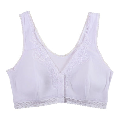 綿100% ブラジャー フロントホック ノンワイヤー M～3L (前開き ブラ 前あき ノンワイヤーブラ 下着 レディース コットン インナー 大きいサイズ ハーフトップ)