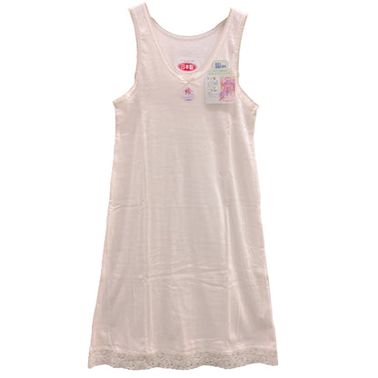 シュミーズ タンクトップ 綿100% M～LL (インナー ワンピース ロング ひざ丈 ランジェリー 下着 肌着 レディース 透け防止 日本製 シミーズ スリップ)