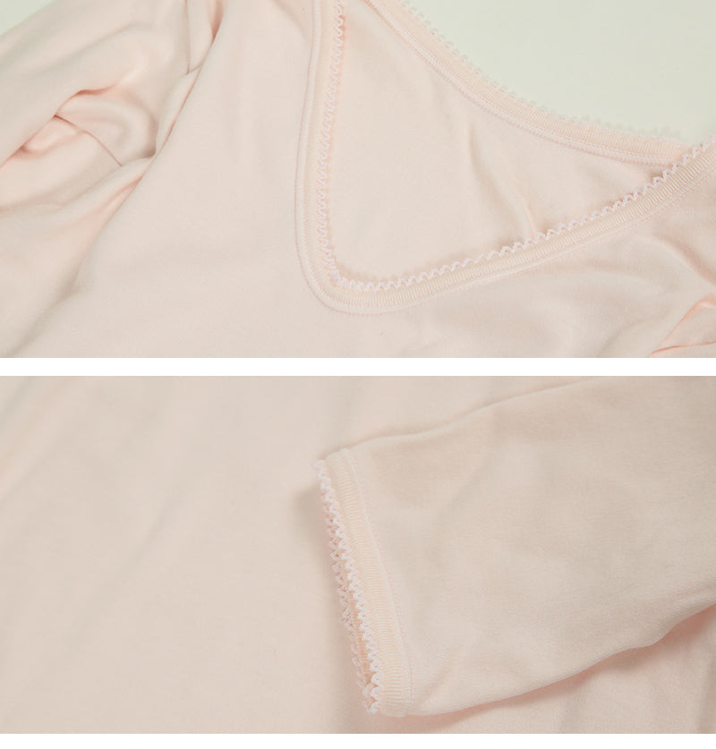 綿100% 7分袖 インナー LL・3L (大きいサイズ 綿 下着 ゆったり レディース 肌着 長袖 インナーシャツ シャツ 日本製) (婦人肌着) (在庫限り)