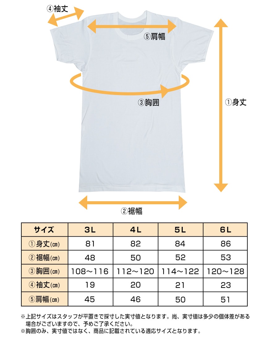 メンズ 半袖 tシャツ 大きいサイズ 綿100% クルーネック 2枚組 3L～6L 下着 シャツ 男性 丸首 白 無地 肌着 インナー インナーウェア 3l 4l 5l 6l