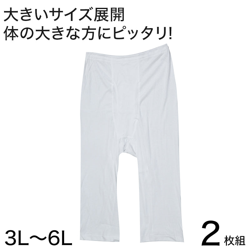 綿100% ロングパンツ 大きいサイズ 2枚組 3L～6L (下着 綿 ボトム インナー ステテコ ズボン下 メンズ)