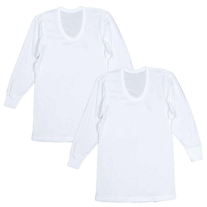 綿100％ 長袖 U首 メンズ 2枚組 3L 4L 5L 6L 肌着 トップス ビッグサイズ 下着 大きいサイズ 3l 4l 5l 6l 綿 コットン インナー シャツ 白 ホワイト