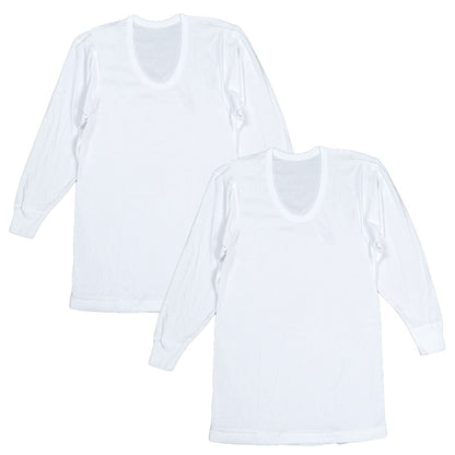 綿100％ 長袖 U首 メンズ 2枚組 3L 4L 5L 6L 肌着 トップス ビッグサイズ 下着 大きいサイズ 3l 4l 5l 6l 綿 コットン インナー シャツ 白 ホワイト