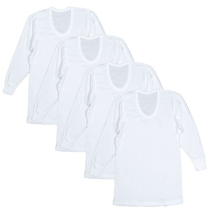 綿100％ 長袖 U首 メンズ 4枚組 3L 4L 5L 6L 肌着 トップス ビッグサイズ 下着 大きいサイズ 3l 4l 5l 6l 綿 コットン インナー シャツ 白 ホワイト