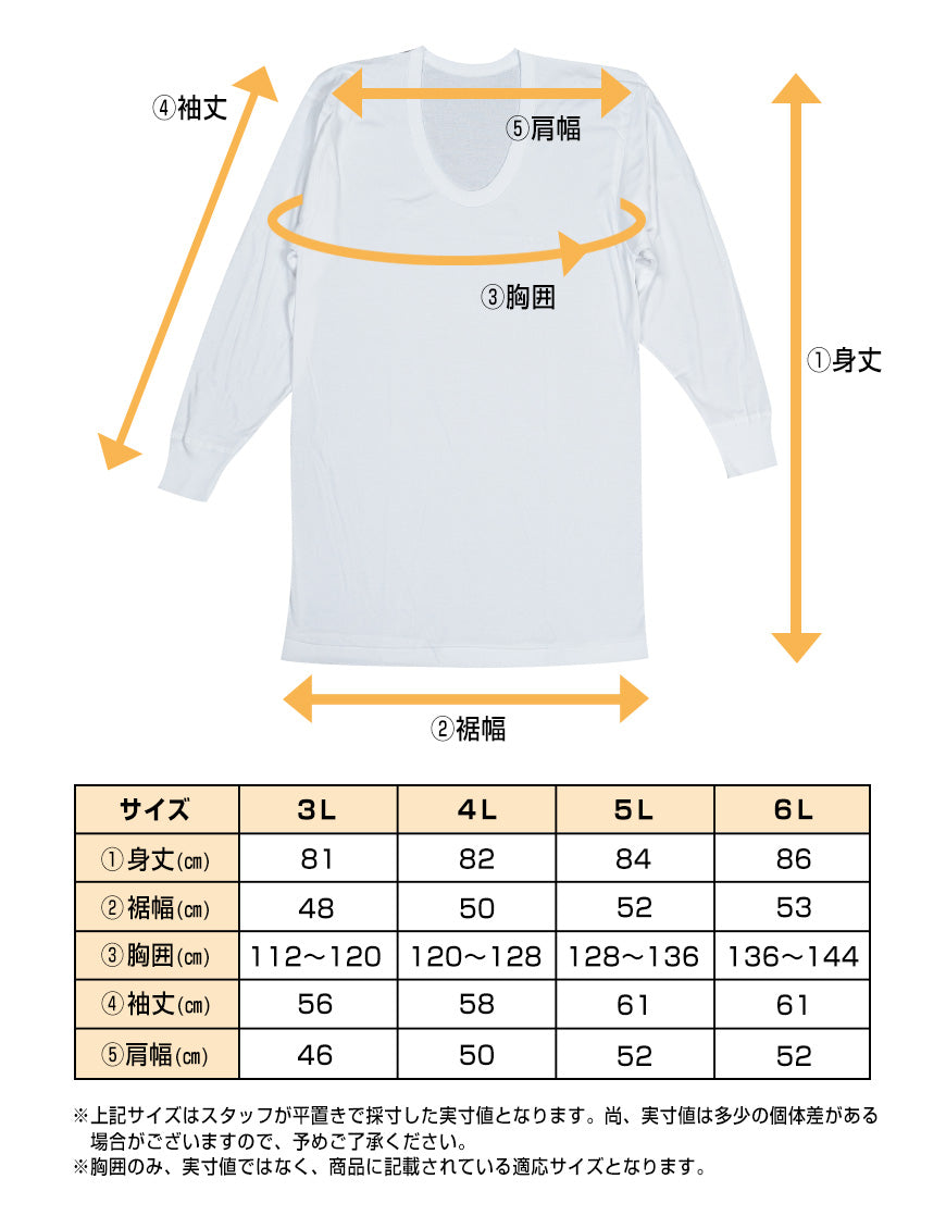 綿100％ 長袖 U首 メンズ 4枚組 3L 4L 5L 6L 肌着 トップス ビッグサイズ 下着 大きいサイズ 3l 4l 5l 6l 綿 コットン インナー シャツ 白 ホワイト