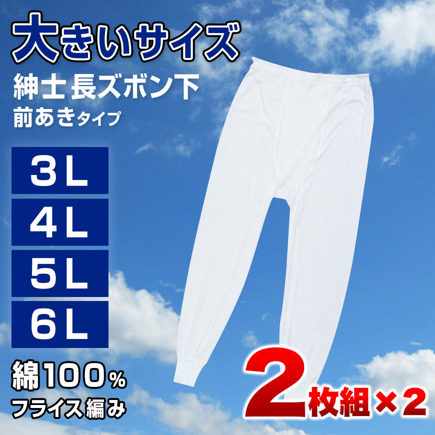 ズボン下 綿100% 大きいサイズ 4枚組 3L 4L 5L 6L メンズ 肌着 下着 ステテコ インナー コットン ビッグサイズ アンダーパンツ 前開き 下着 男性 白 無地 3l 4l 5l 6l