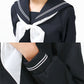 長袖セーラー服 日本製 155cmA～175cmA 中学生 高校生 中高生 学校 ネイビー ホワイトライン 白線  スクール 女子高生 大きい 小さい 春 冬 Tiara 1402 大きい 小さい (送料無料) (取寄せ)