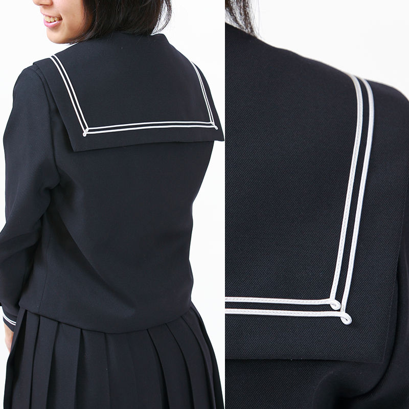 長袖セーラー服 日本製 155cmA～175cmA 中学生 高校生 中高生 学校 ネイビー ホワイトライン 白線  スクール 女子高生 大きい 小さい 春 冬 Tiara 1402 大きい 小さい (送料無料) (取寄せ)