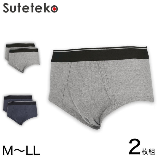 抗菌防臭加工 リブ天ゴムブリーフ 前あき 2枚組 (M～LL)メンズ 男性 紳士 下着 肌着 インナー オールシーズン ベーシック)三和