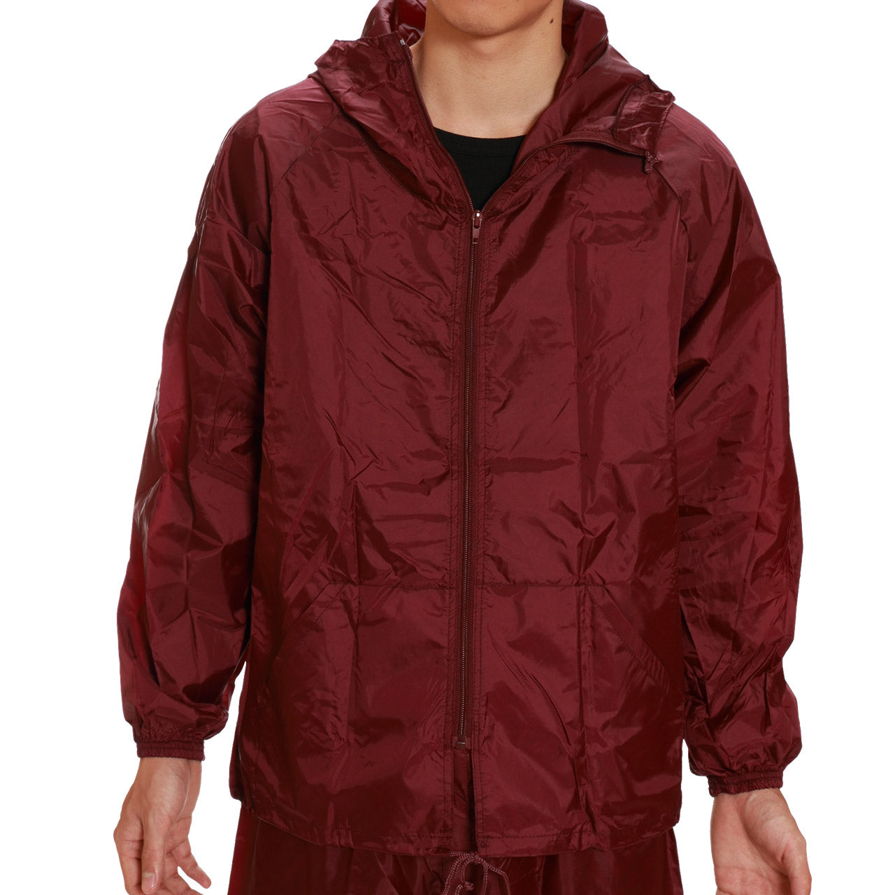 撥水加工 男女兼用 ナイロン前開きヤッケ M～LL (雨具) (取寄せ)