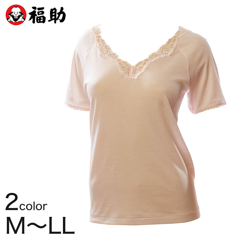 福助 Supima 3分袖シャツ M～LL (フクスケ Supima シャツ tシャツ 半袖 レディース 綿100%) (在庫限り)