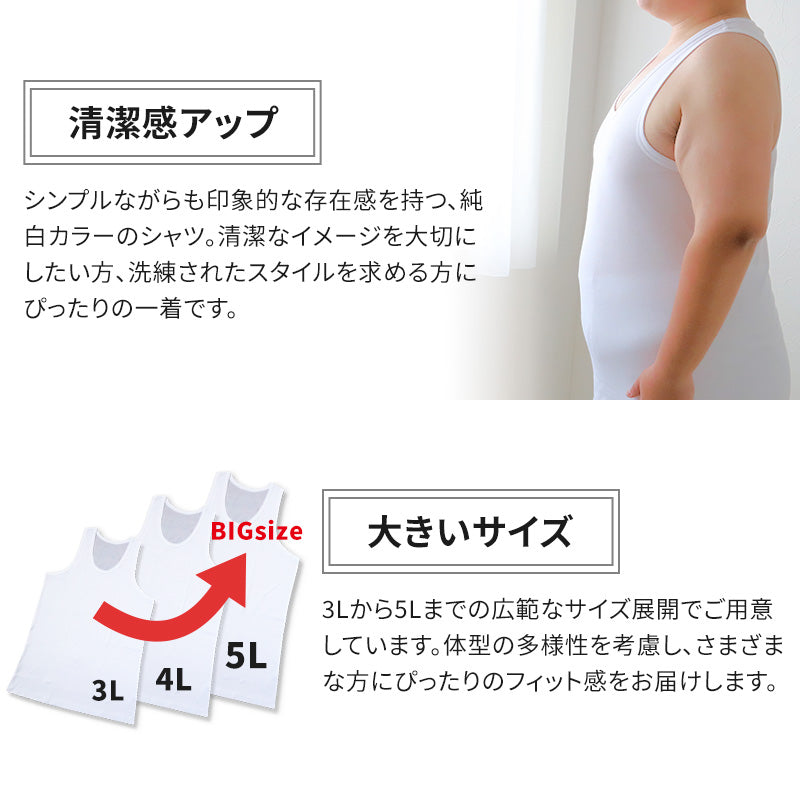 大きいサイズ タンクトップ メンズ 綿100 4枚セット 3L 4L 5L ランニングシャツ ノースリーブ 吸水速乾 コットン ビッグ ロング 大寸 白t 大きめ ぽっこり 肥満 マッチョ 筋肉 体型カバー 普段着 オーバーサイズ プラスサイズ むきむき むちむち