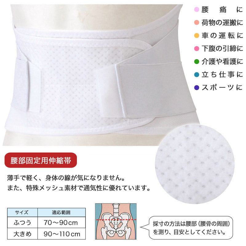 男女兼用 腰の保護ベルト 腰部固定用伸縮帯 楽腰寿 ふつう・大きめ (男女兼用 腰痛 リハビリ 介護 ぎっくり腰 サポーター お年寄り おじいちゃん おばあちゃん ) (取寄せ)