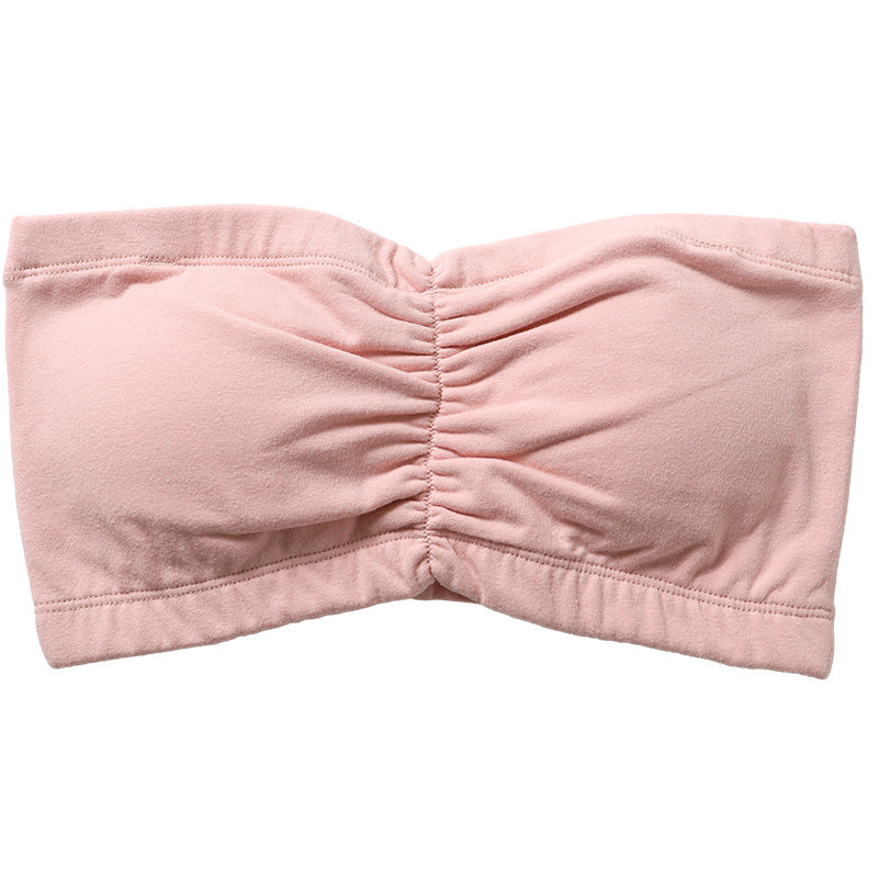 チューブトップ カップ付 ブラジャー S M L LL 3L 4L チューブブラ ノンワイヤー 綿 コットン 大きいサイズ 女性 レディース 下着 肩だし ブラトップ