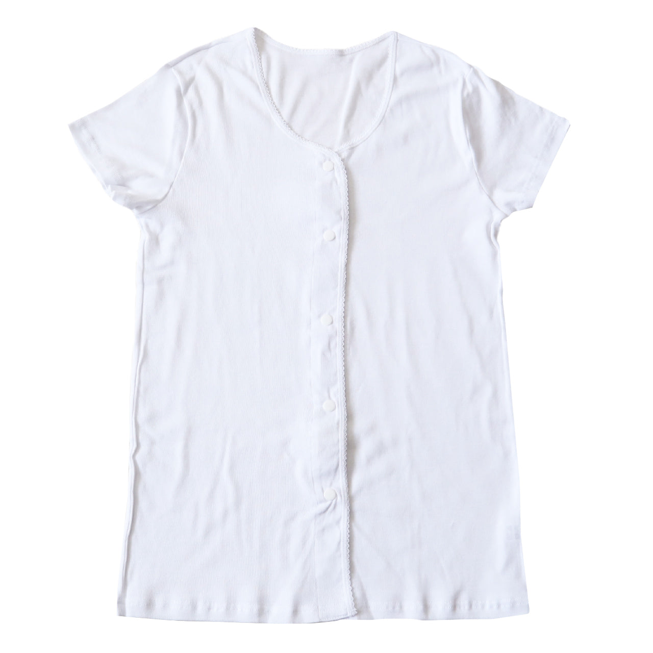 介護 前開き 肌着 シャツ 半袖 レディース 女性 綿100% プラスチックホック S～5L 下着 介護用 ワンタッチ インナー 3分袖 スナップボタン 前あき