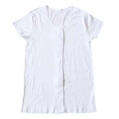 介護 前開き 肌着 シャツ 半袖 レディース 女性 綿100% プラスチックホック S～5L 下着 介護用 ワンタッチ インナー 3分袖 スナップボタン 前あき