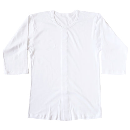 前開きシャツ 紳士 介護 下着 7分袖 インナー S～5L (S M L LL 3L 4L 5L 綿100% マジックテープ式 ワンタッチ肌着 シャツ メンズ 男性)