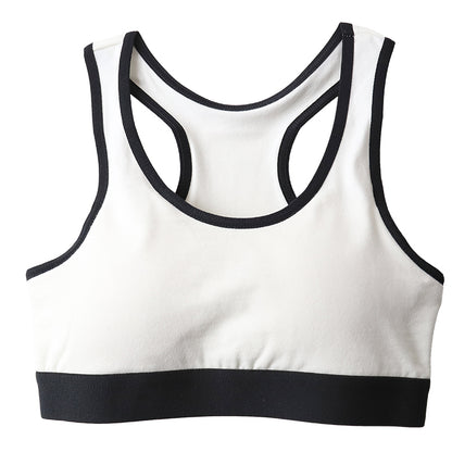 ジュニアブラ 小学生 スポーツブラ 綿 130cm～165cm ハーフトップブラ 中学生 130 140 150 160 白 黒 女子 子供 スポブラ ブラジャー ノンワイヤー ジュニア用 下着 女の子 インナー シンプル