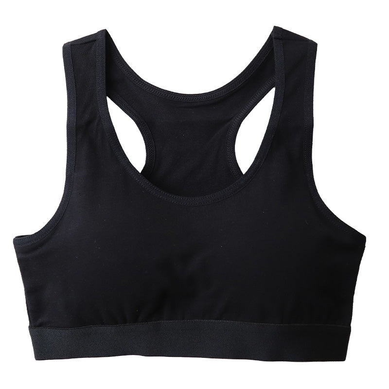 ジュニアブラ 小学生 スポーツブラ 綿 130cm～165cm ハーフトップブラ 中学生 130 140 150 160 白 黒 女子 子供 スポブラ ブラジャー ノンワイヤー ジュニア用 下着 女の子 インナー シンプル