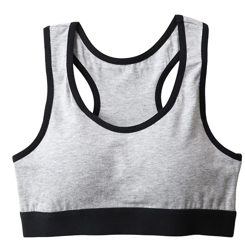 ジュニアブラ 小学生 スポーツブラ 綿 130cm～165cm ハーフトップブラ 中学生 130 140 150 160 白 黒 女子 子供 スポブラ ブラジャー ノンワイヤー ジュニア用 下着 女の子 インナー シンプル
