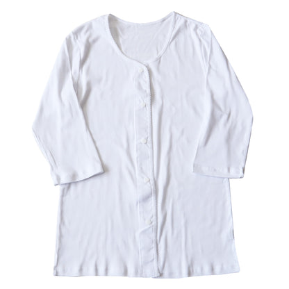 介護 前開き シャツ 7分袖 女性 綿100％ プラスチックホック S～5L (レディース 下着 肌着 ワンタッチ インナー)
