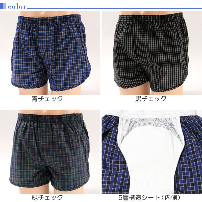 尿モレ安心 前開きトランクス S～3L (メンズ パンツ 失禁) (介護肌着) (取寄せ)