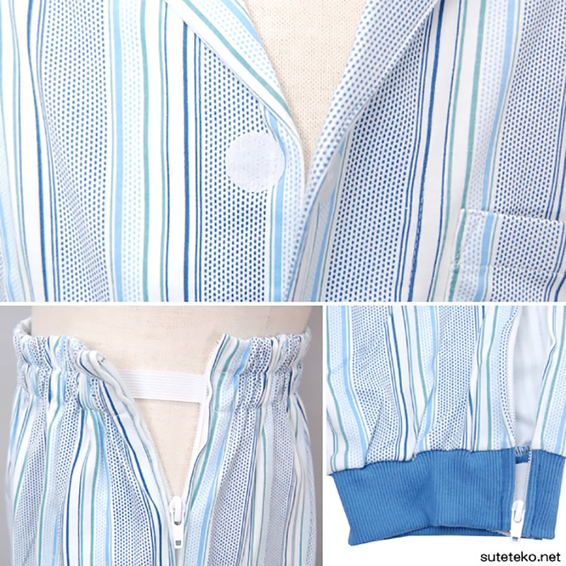 紳士 マジックテープ式パジャマ M・L (介護 メンズ) (介護肌着) (取寄せ)