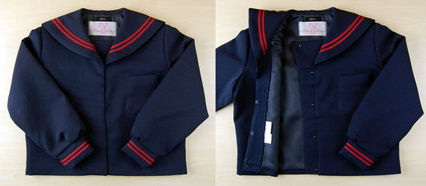 ティアラ 女子小学生 カシドス織り 赤2本ライン セーラー服 120cmA～130cmA (Tiara) (送料無料) (取寄せ)