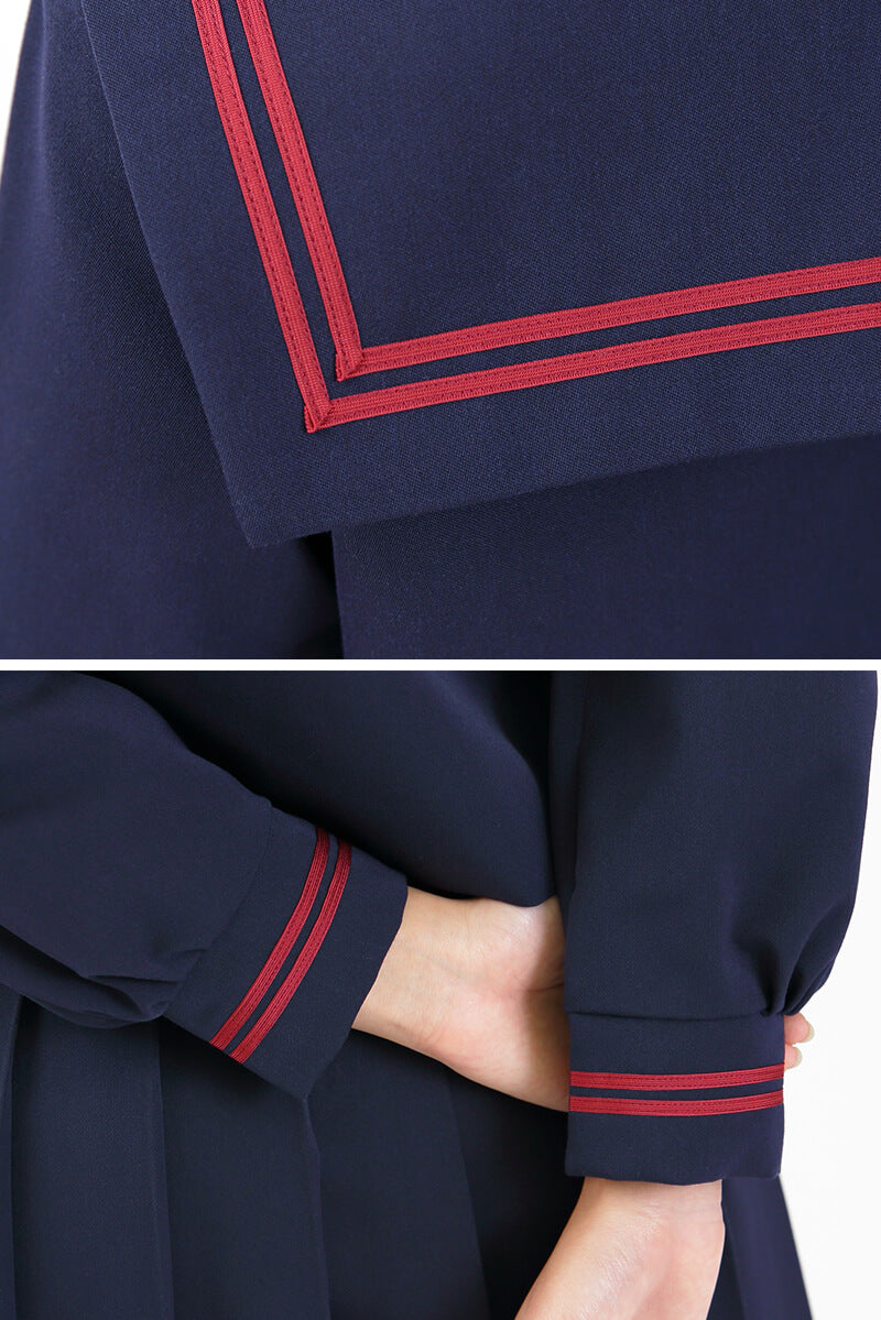 ティアラ 女子小学生 カシドス織り 赤2本ライン セーラー服 140cmA