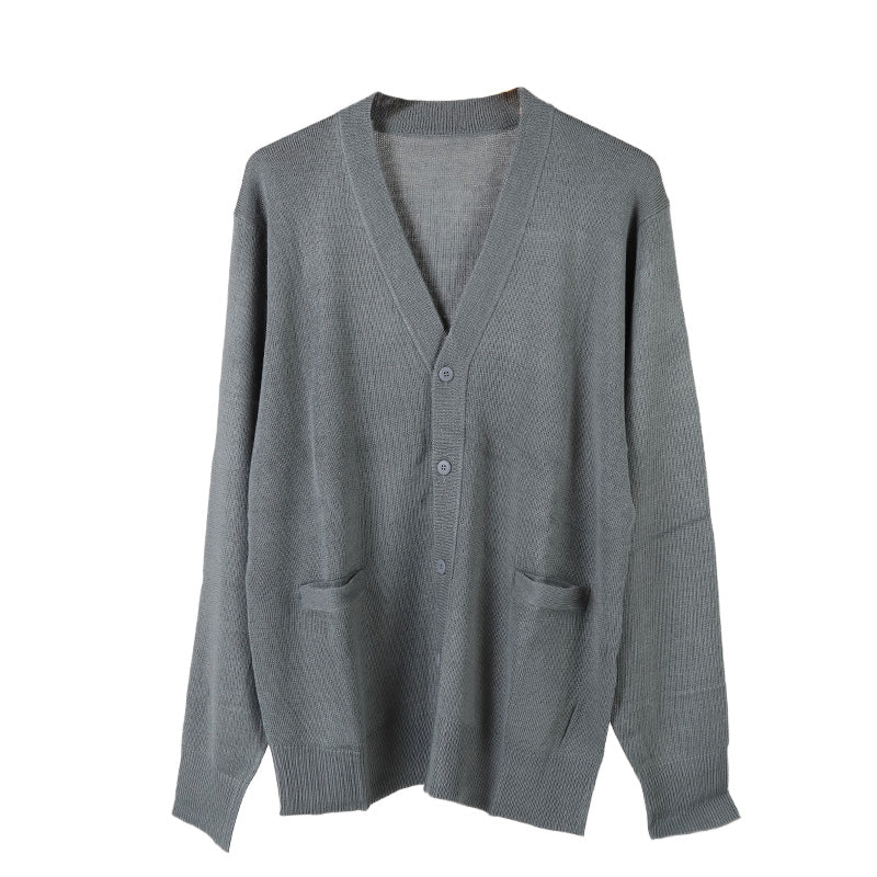 カーディガン メンズ 薄手 S～3L V首 Vネック ビジネス カジュアル オフィス 秋 冬 ウール 防寒 大きいサイズ メンズニット メンズセーター 無地 シンプル スリム